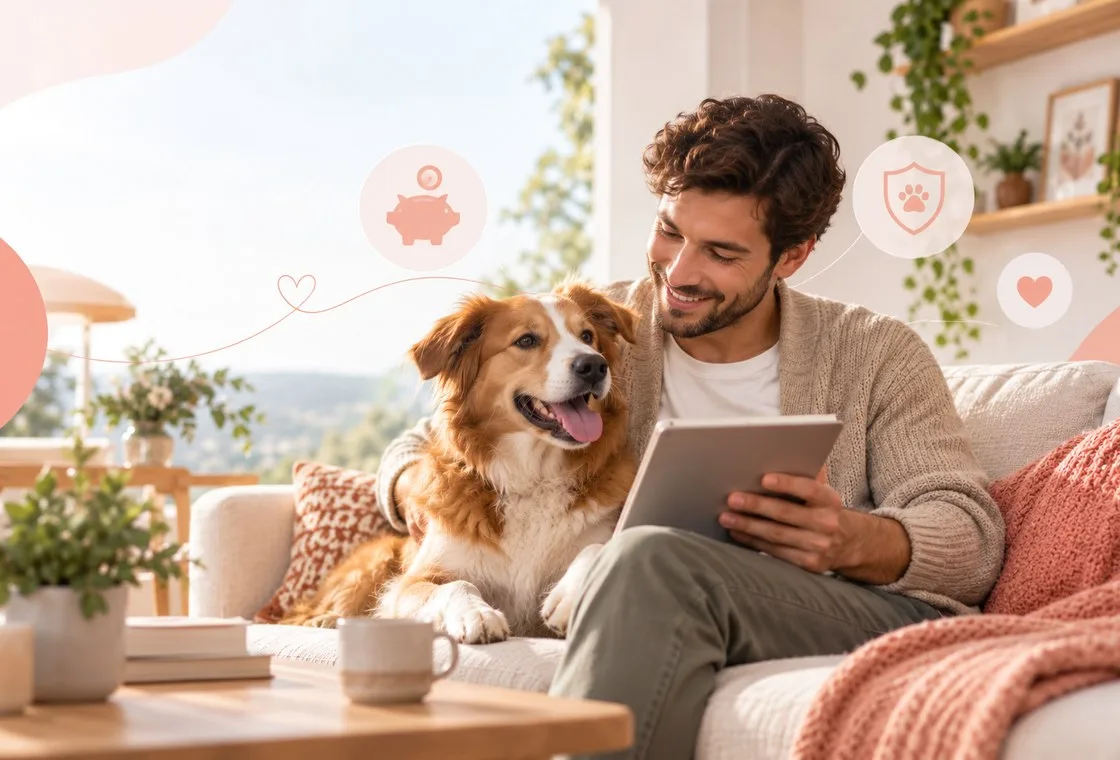 Pet owner comparing insurance information